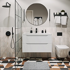 Vivon Тумба с раковиной Shelly 90 подвесная белая матовая – фотография-11